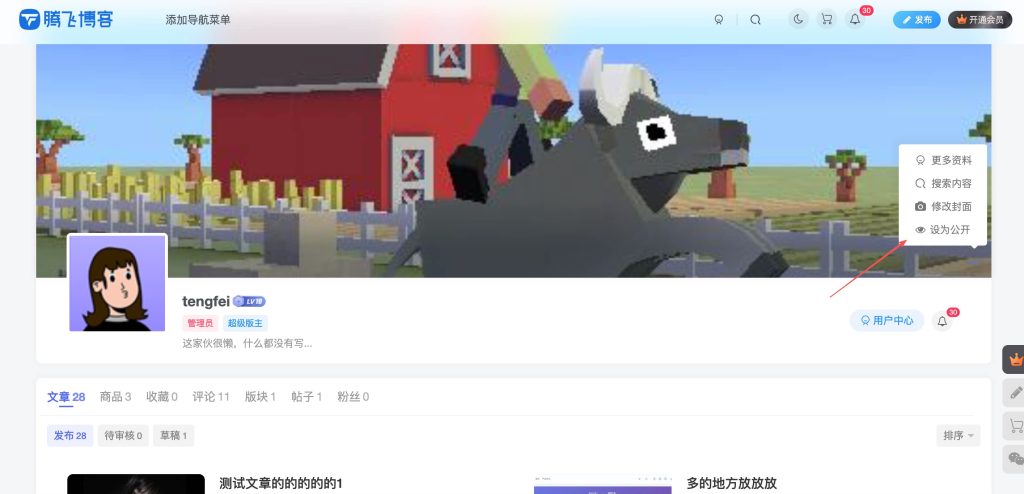 图片[1]-子比主题 – 个人主页公开/私密功能-星宇博客